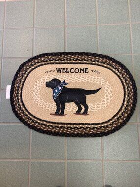 Black Lab Welcome Braided Oval Rug 20 x 30